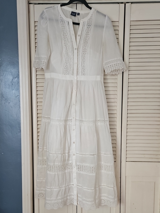 GAP Dresses & Skirts - GAP White Eyelet Button-Front Maxi Dress